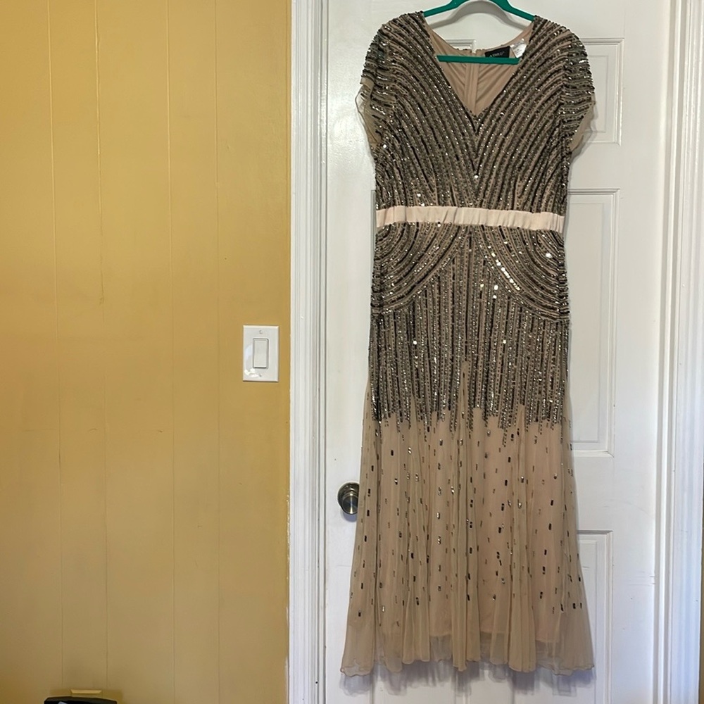 Ashro size 16W Gold beaded long dress